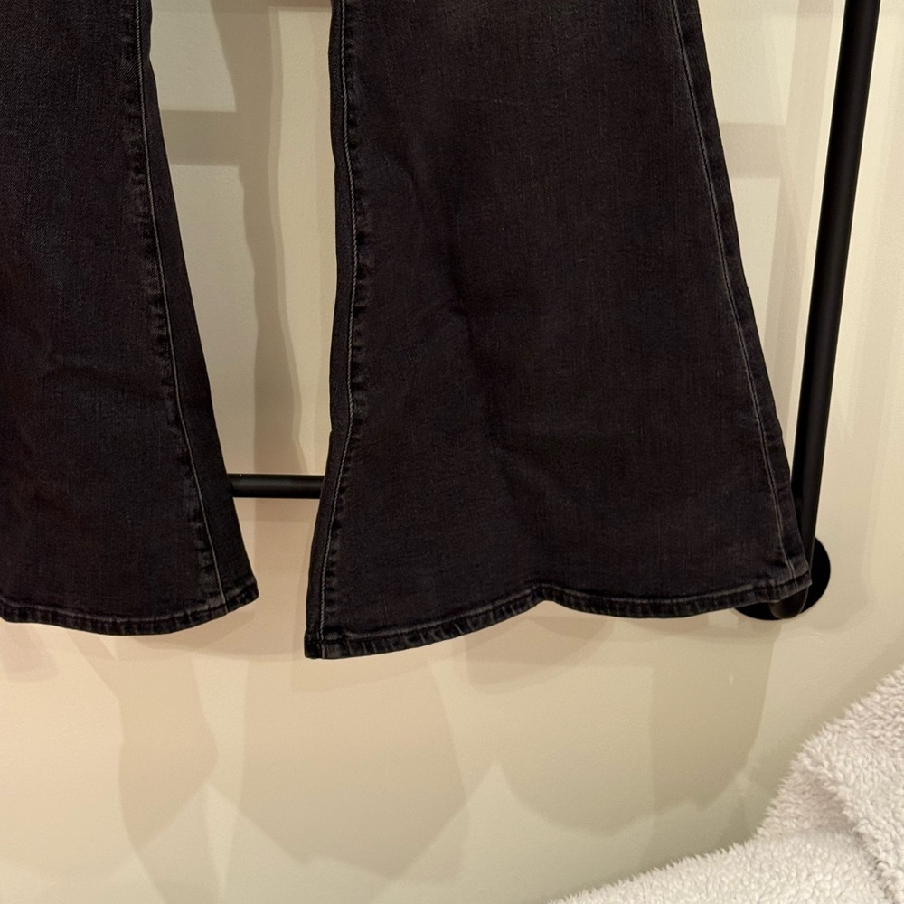 7 For All Mankind Mega Flare Faded Black Denim Jeans - Picture 2 of 9